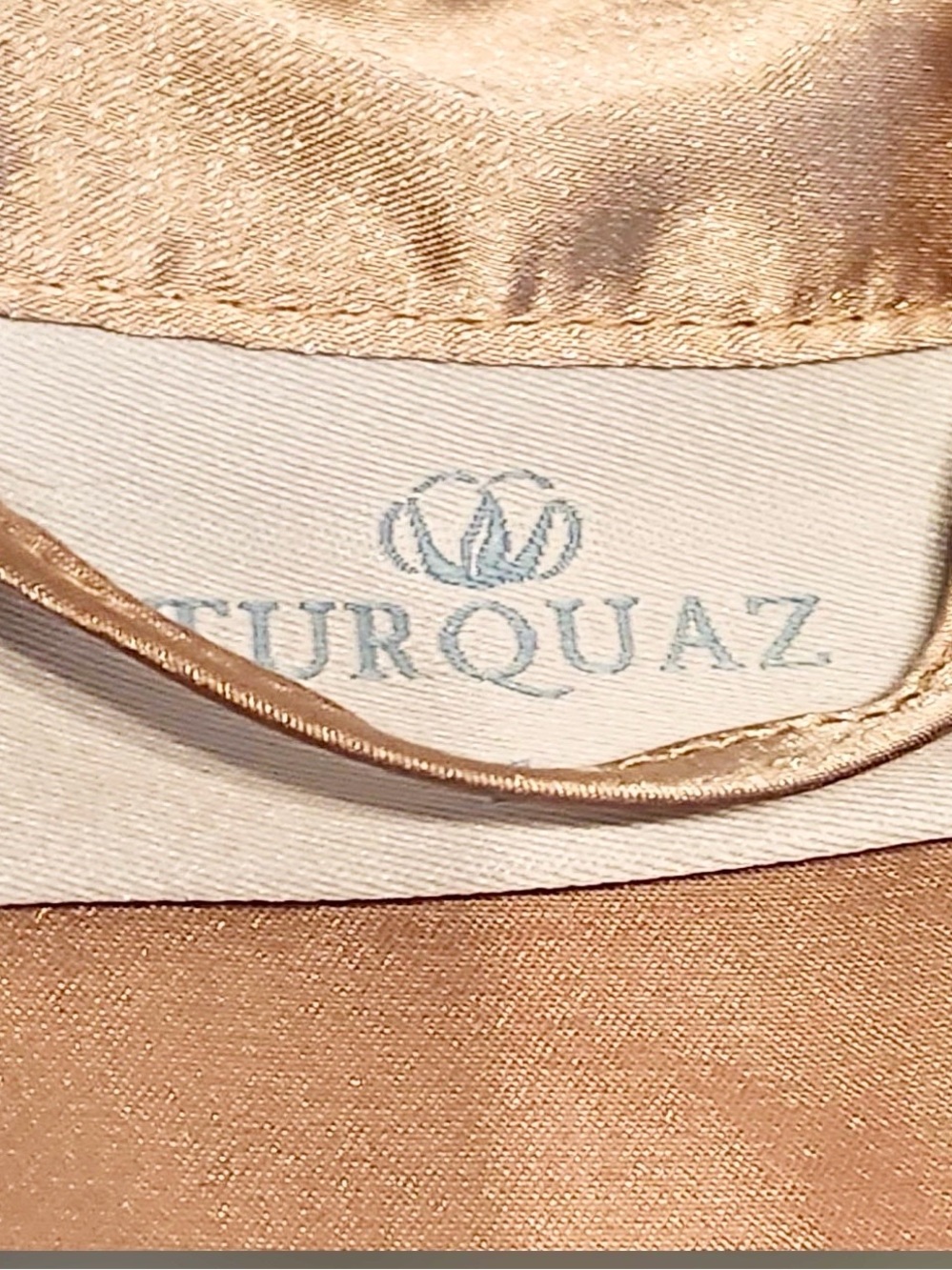 Turquaz Satin Kimono Robe above knee length - champagne gold shimmer Women SM - Picture 4 of 5